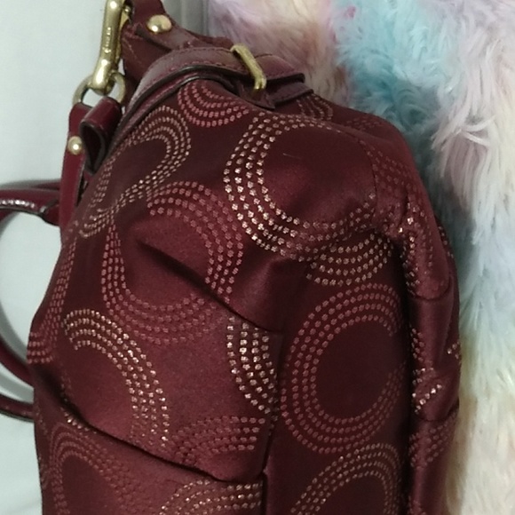 SALE! Auth Coach Sophia Mad Dotted Art Dark Red/Gold Bag & NWT Wristlet Bundle - Picture 11 of 16